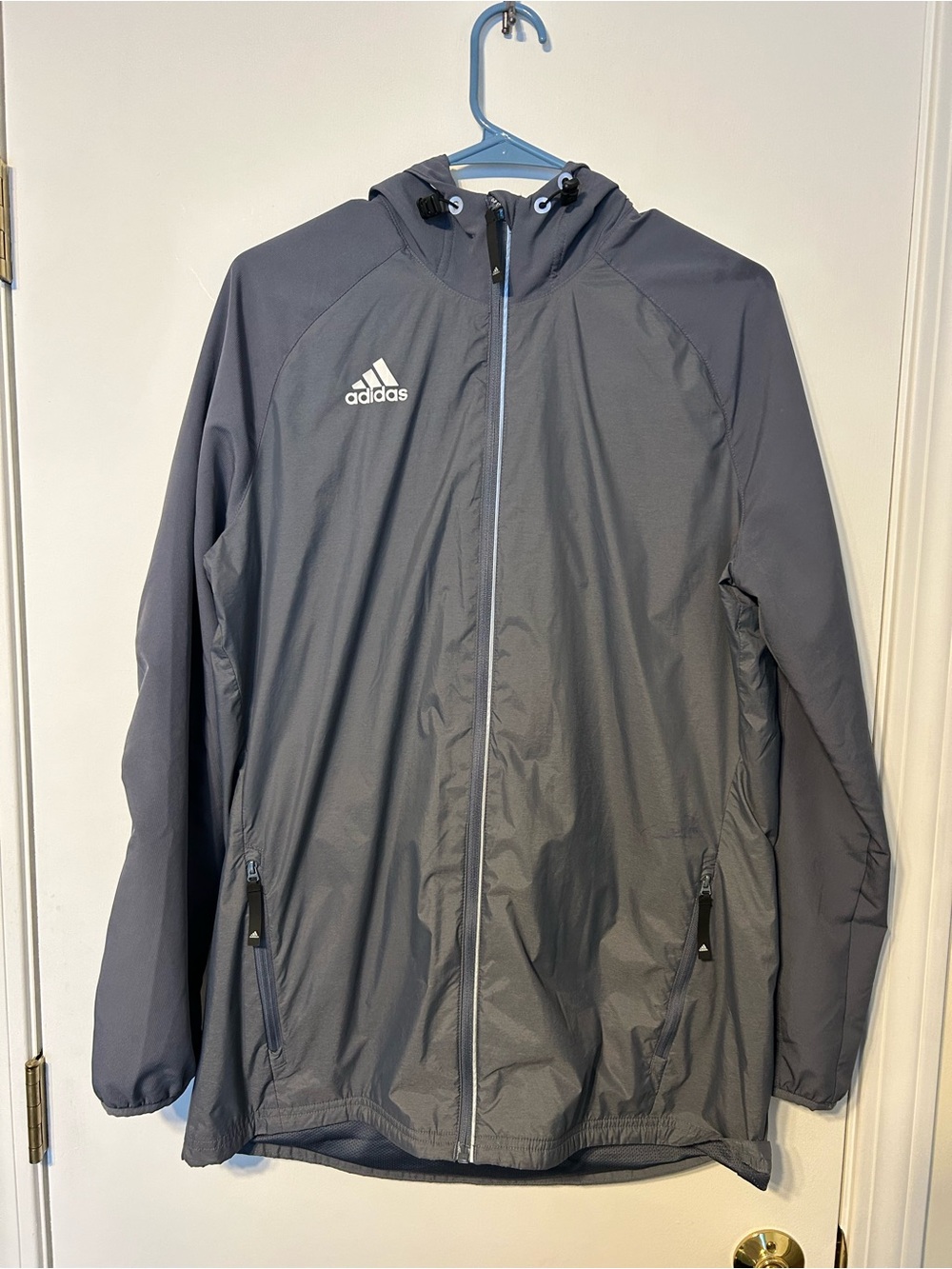adidas Women's Gray Hooded Windbreaker Jacket